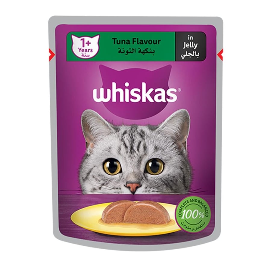 Whiskas moist food for adult cats with tuna flavor in jelly – 3 bags × 80 grams