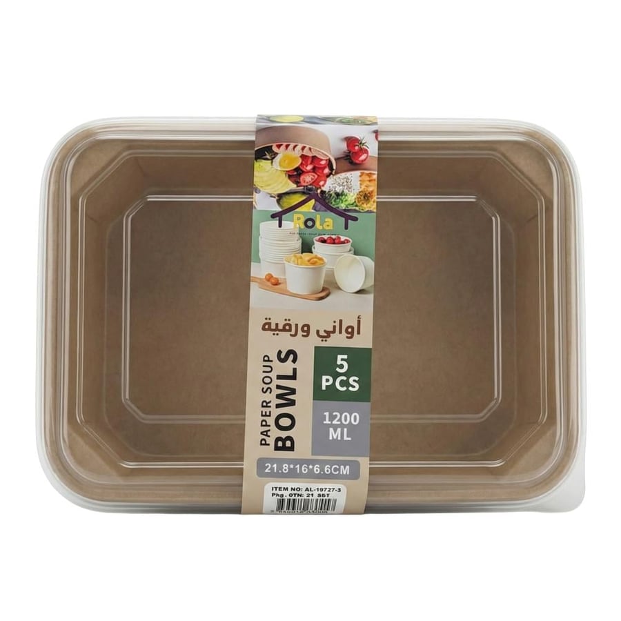 Paper plates with plastic cover - 5 pieces × 1200 ml
