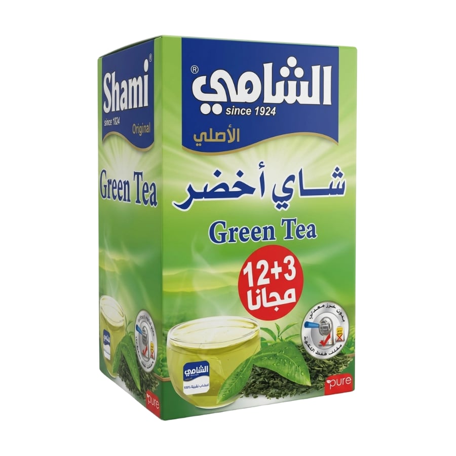 الشامي مشروب شاي أخضر – 1 كرتون × 12 + 3 مجانًا
