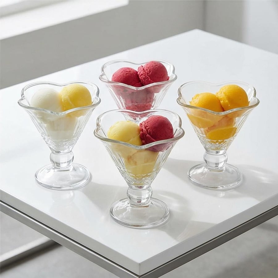 Glass dessert cup set – 1 set × 6 pieces