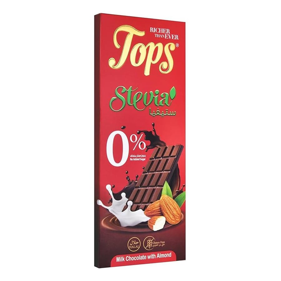 Tops – Milk chocolate with almonds – No added sugar – 50 grams