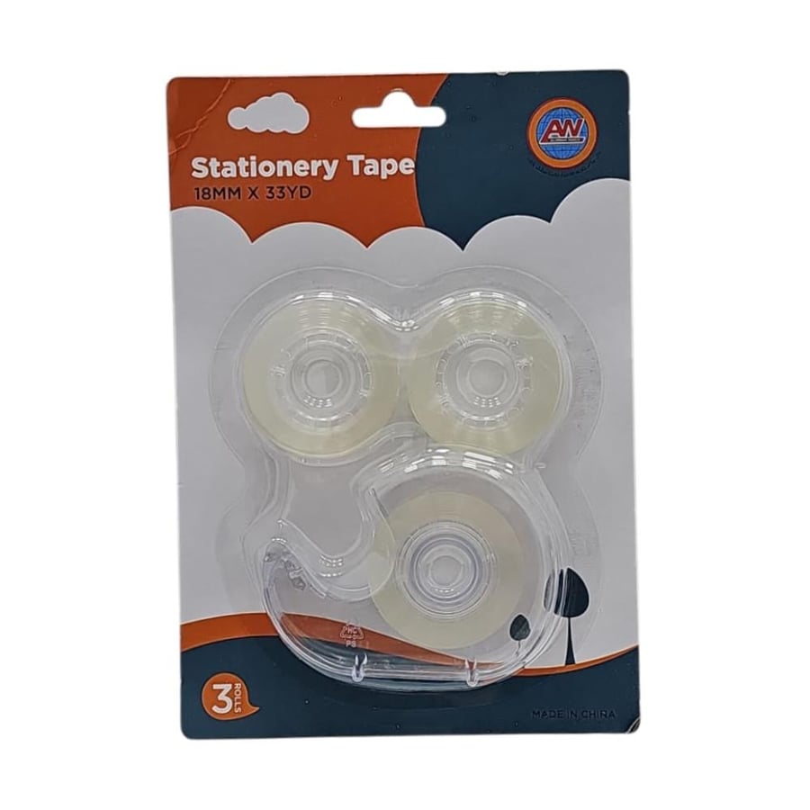 Set of adhesive tapes – 3 rolls × 33 yards, width 18 mm, with dispenser | AL-9387