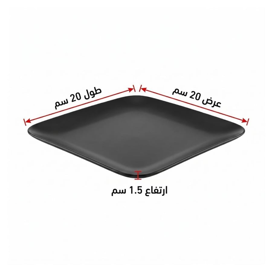 رولا طقم صحون بلاستيك لون أسود شكل مربع - 3 حبات