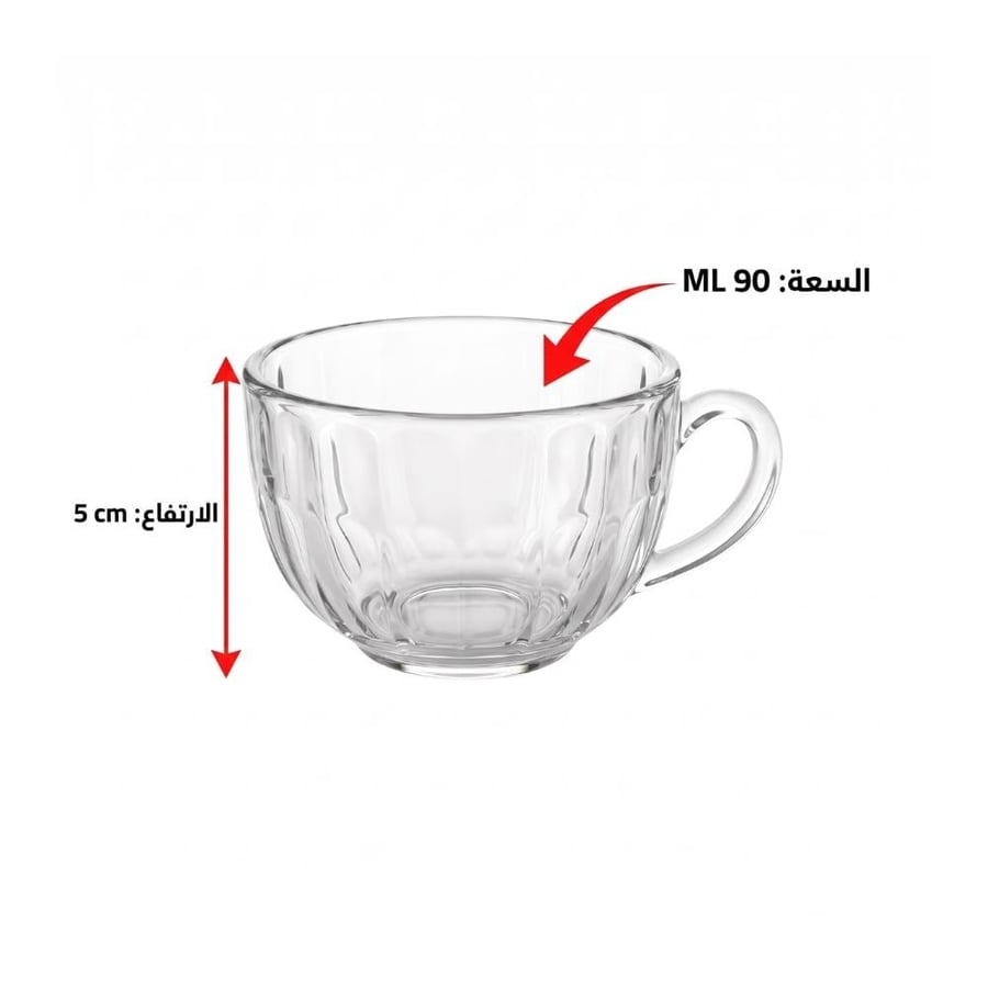 طقم فناجين شاي - 6 حبات × 90 مل