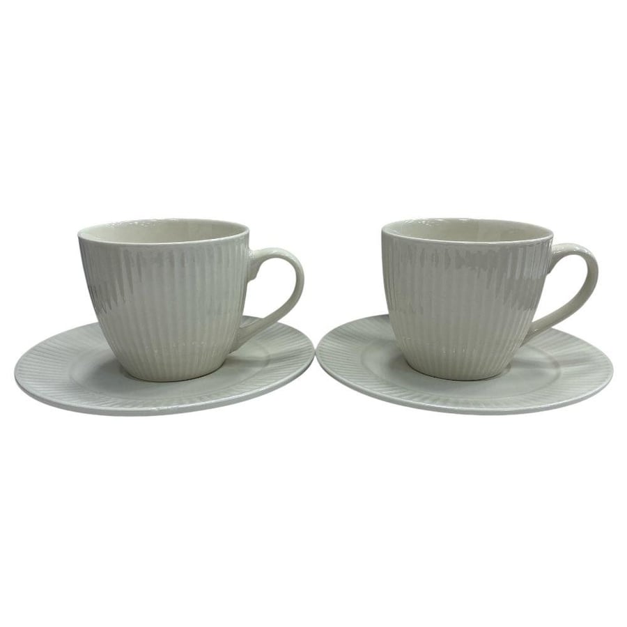 Ceramic cup with plate | 2 plates x 2 cups | L-11219-1