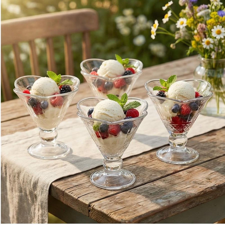 Glass dessert cup set – 1 set × 6 pieces