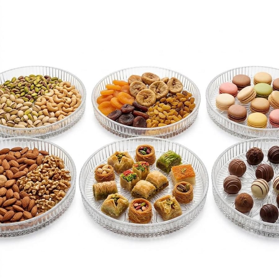 طقم صحون زجاج دائري - 1 طقم × 4 حبات
