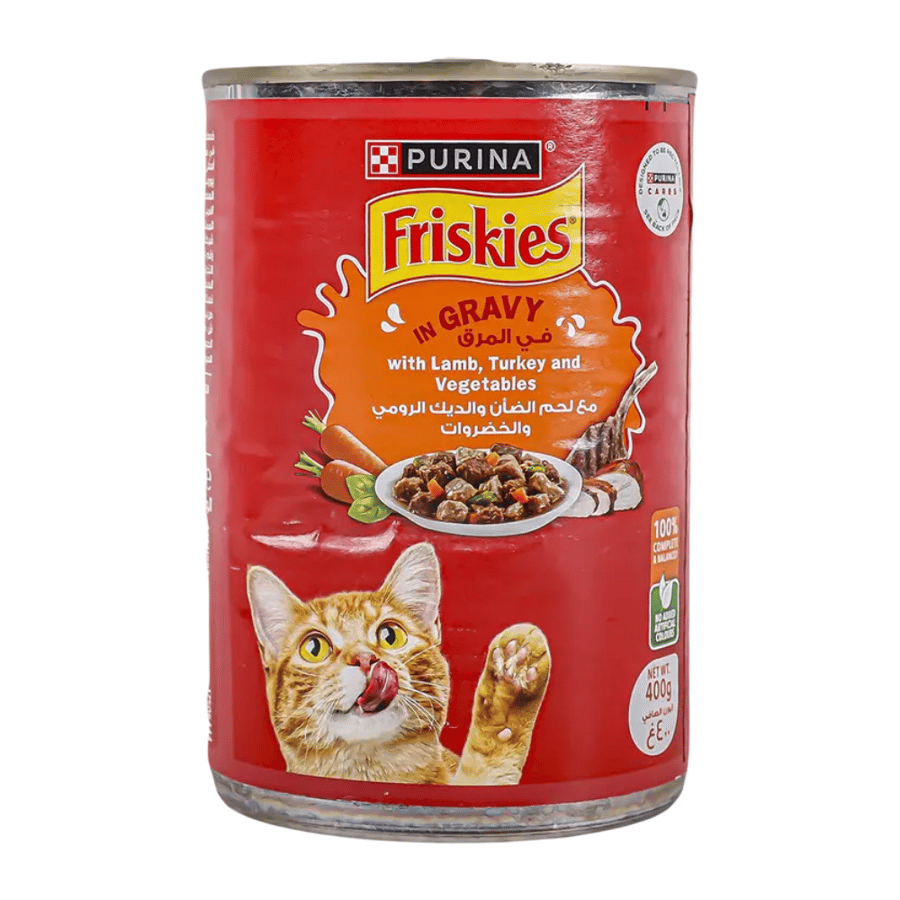 Borina Friskies moist food for adult cats in gravy lamb and turkey and vegetables – 400 grams