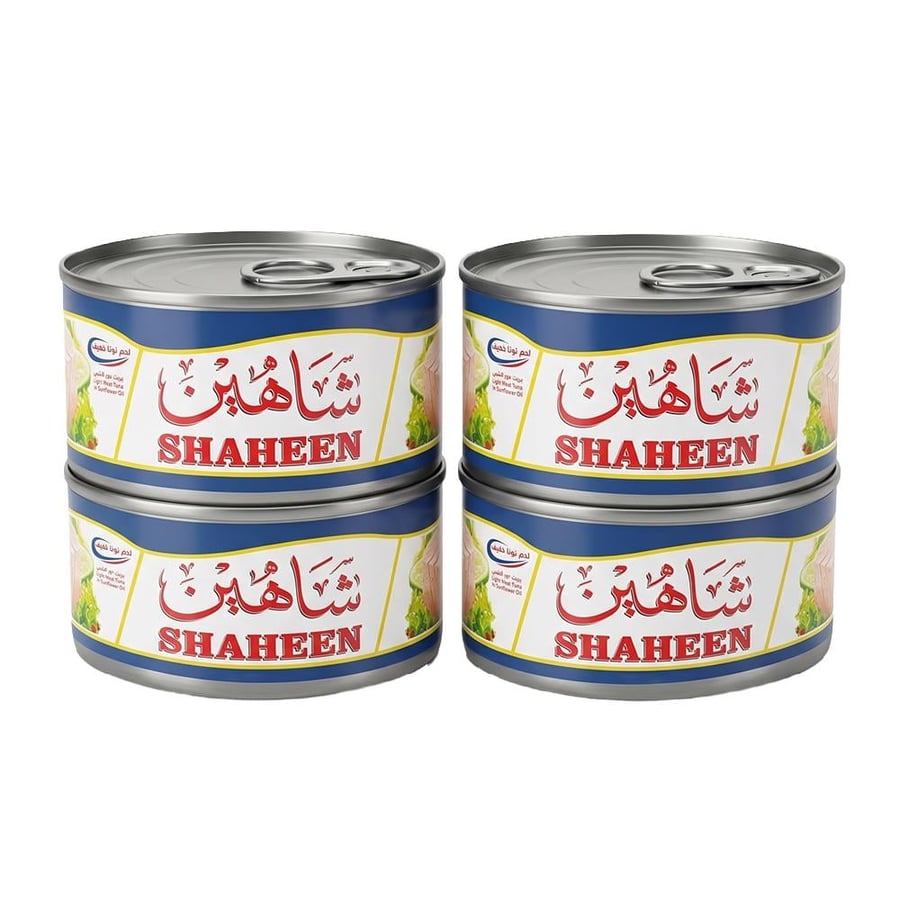 شاهين لحم تونة خفيف بزيت دوار الشمس – 4 حبات × 90 جرام