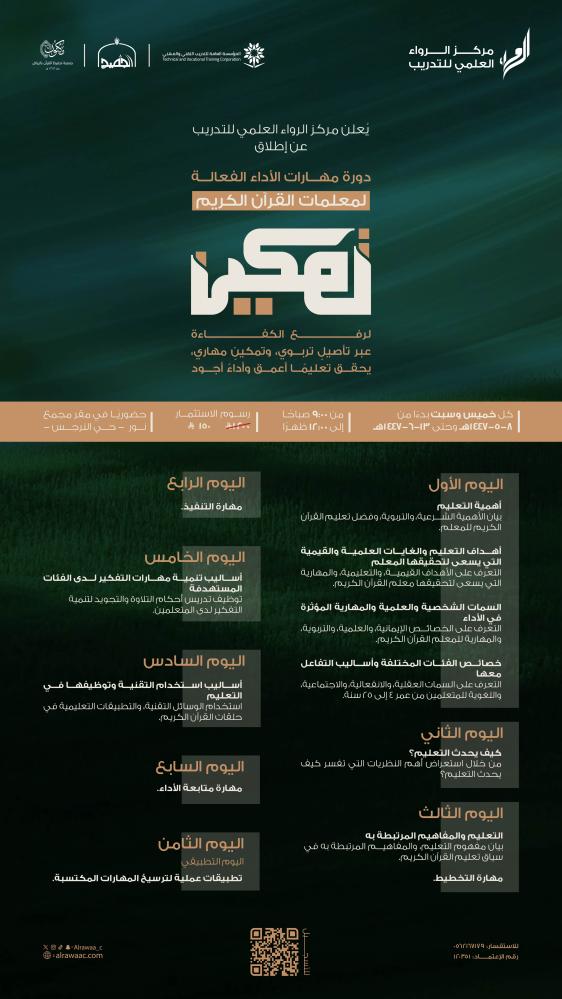دورة مهارات الأداء الفعالة في تعليم القرآن الكريم