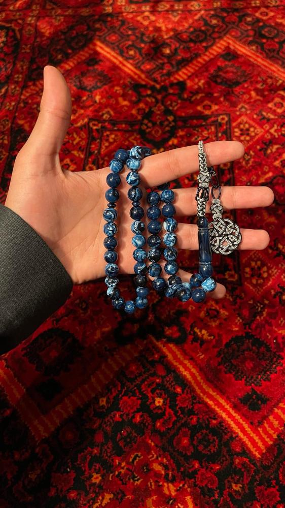 بكلايت بلجيكي ازرق معرق بطربزونه نحاس