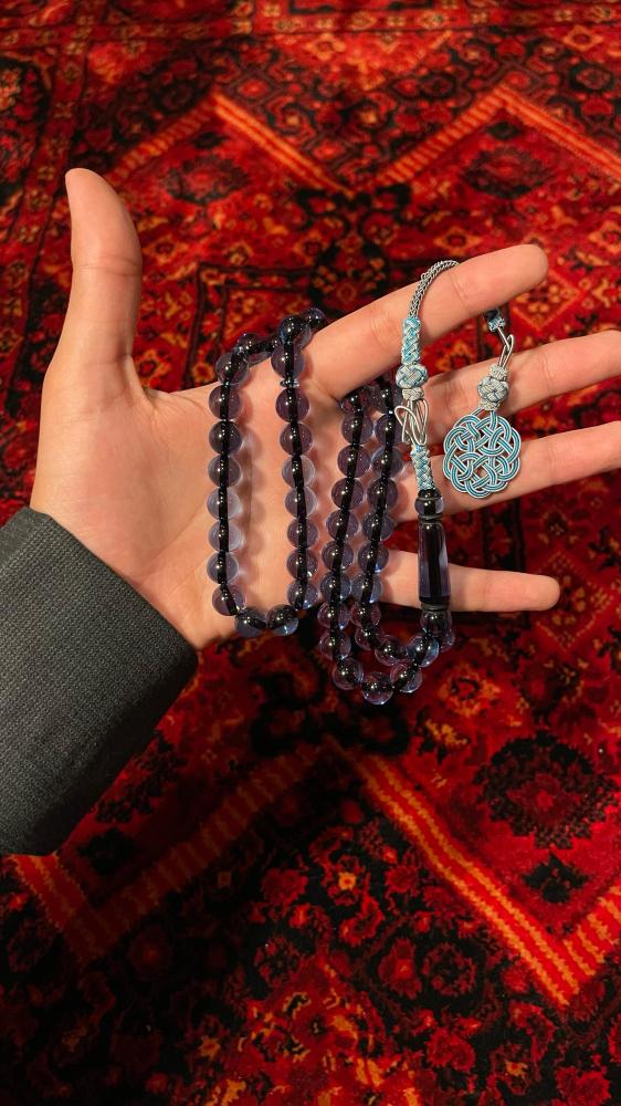 بكلايت بلجيكي ازرق شفاف بطربزونه نحاس