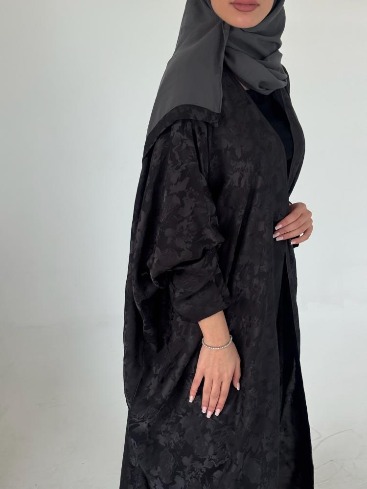 عباية حرير مشجرة | Patterned silk abaya