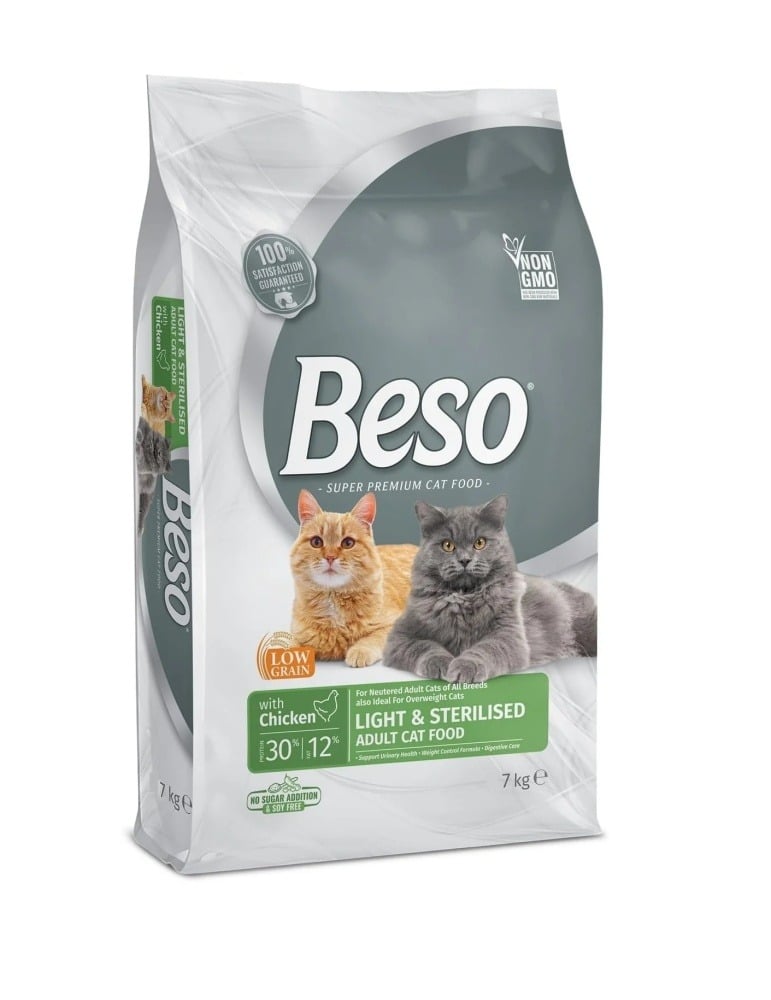 Beso Light and Sterilised Cat Dry Food with Chicken for Sterilized & Over-Weight Adults