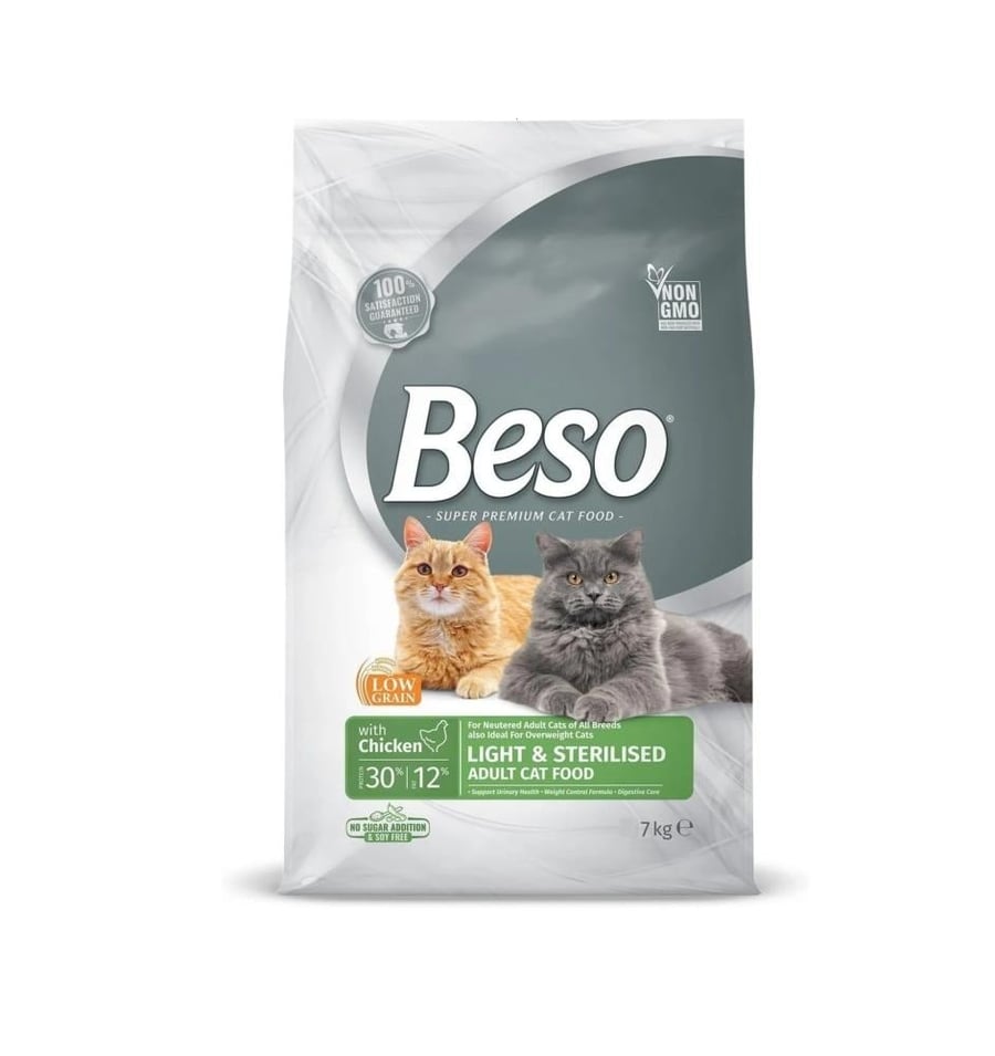 Beso Light and Sterilised Cat Dry Food with Chicken for Sterilized & Over-Weight Adults