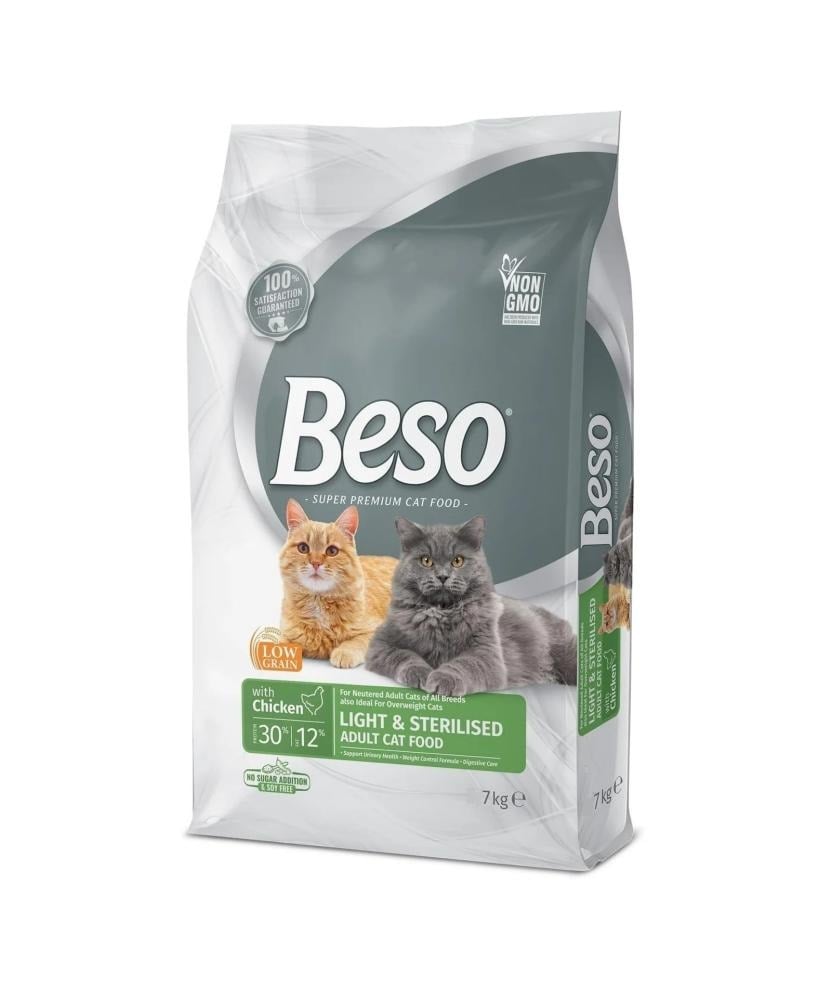 Beso Light and Sterilised Cat Dry Food with Chicken for Sterilized & Over-Weight Adults
