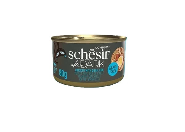 Schesir After Dark Cat Wet Food With Chicken & Quail Egg In Broth For Adults- 12 Pieces*80g