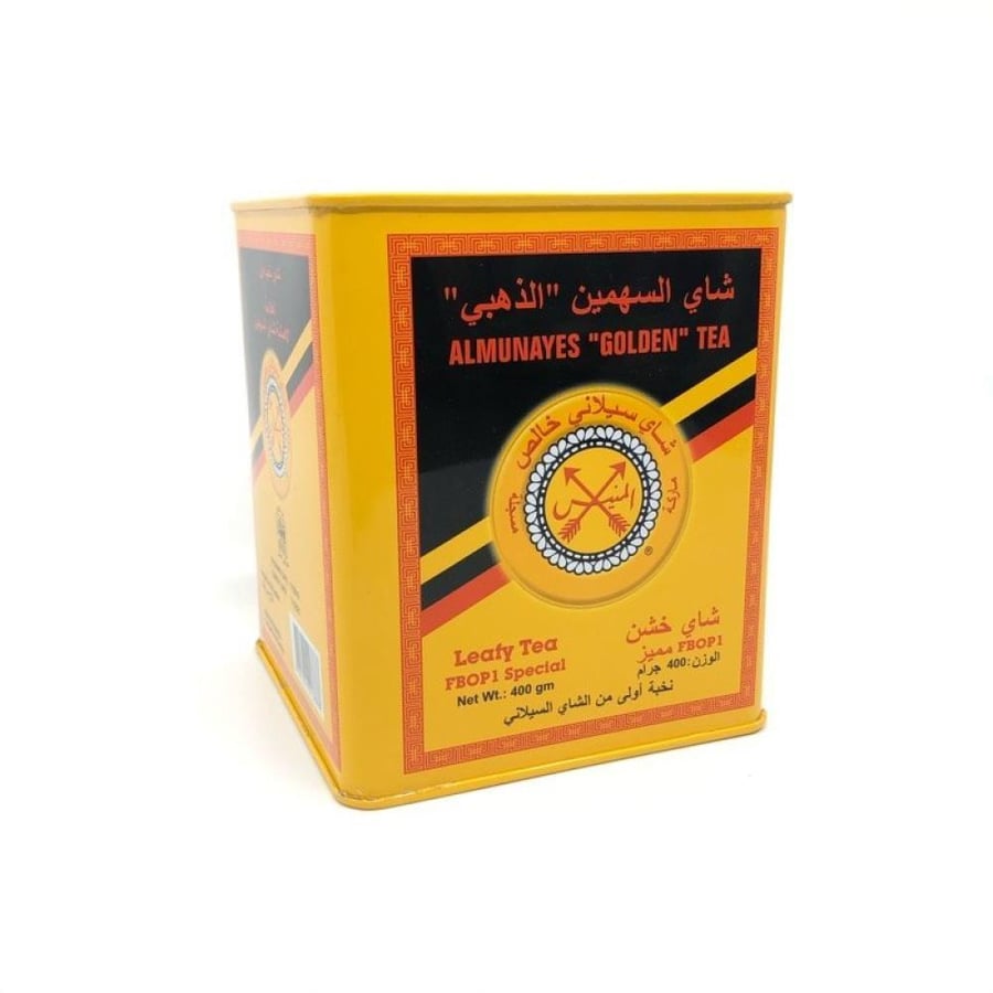 شاي السهمين الذهبي المنيس اسود علبة معدن - 400 جرام