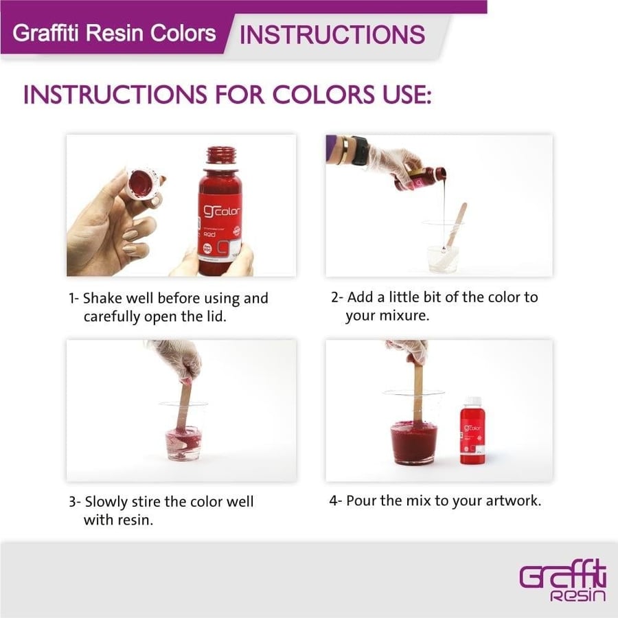 Liquid resin color, red, 100 grams