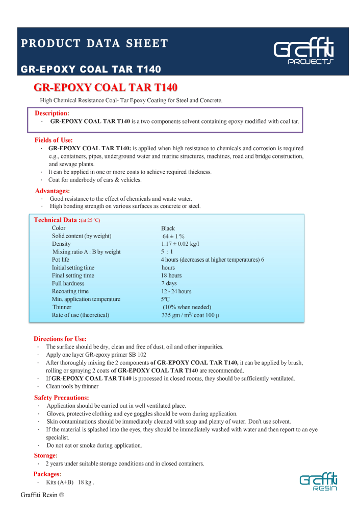 جرافيتي ريزن - Epoxy Coal Tar T  140 I  24 KG