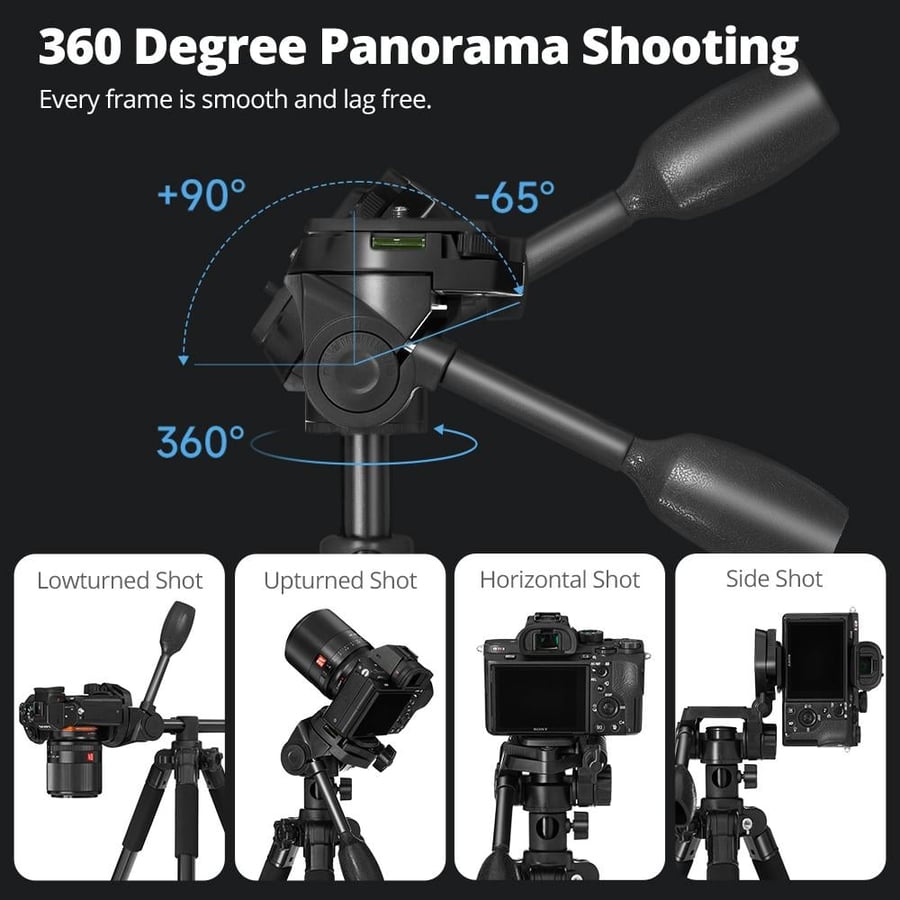 AMBITFUL GM150 Professional Camera Tripod with Bag | Sturdy Tripod for Photography, Video & Horizontal Shooting