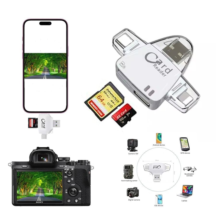قارئ ذاكرة كاميرة تصوير USB-C احترافي – SD و MicroSD للجوال واللابتوب