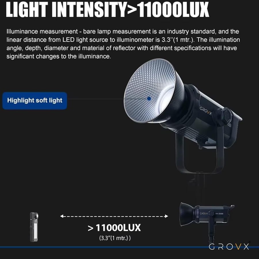 إضاءة استوديو LED احترافية ثنائية اللون 300 واط – GROVX SL-300 Bi للجوال والكاميرا