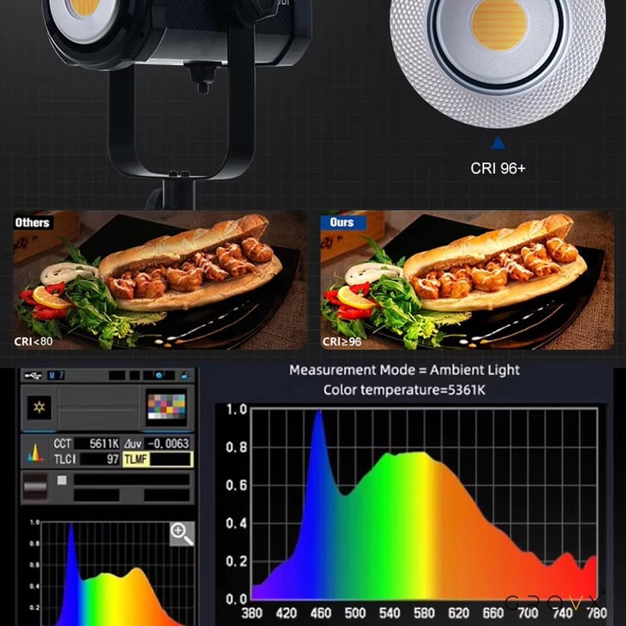 إضاءة استوديو LED احترافية ثنائية اللون 300 واط – GROVX SL-300 Bi للجوال والكاميرا