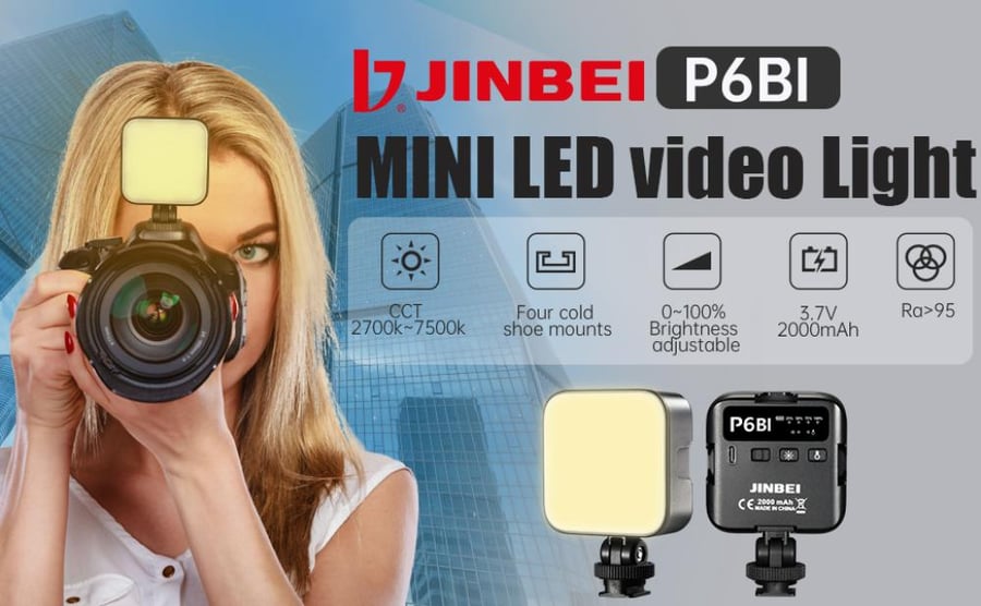 اضاءة تصوير LED للجوال والكاميرا ثنائية اللون لا سلكي + قاعدة جوال P6Bi mini pocket LED light