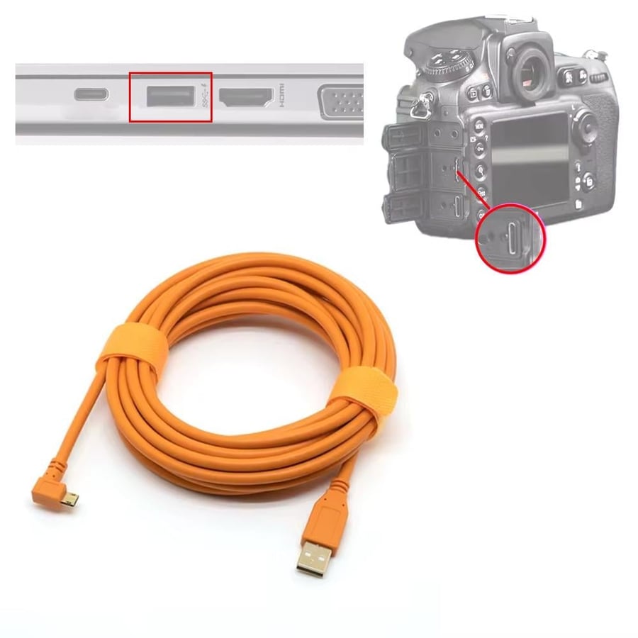 Yellowknife Tether cable camera Type C to USB 5 m Orange