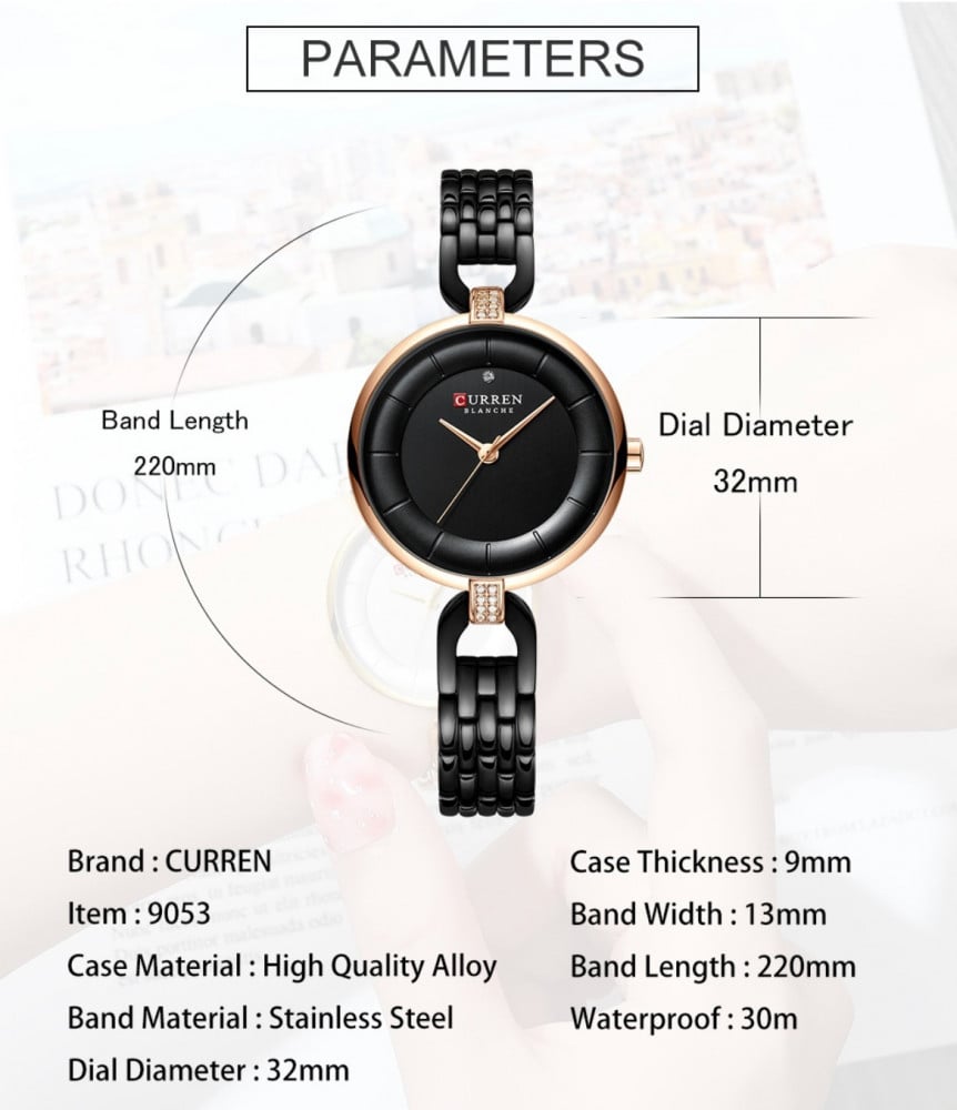 Elegant women's wristwatch, brand CURREN, model 9052