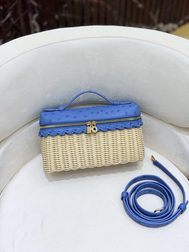 شنطة لورو بيانا Extra West Wicker Ostrich Lora piana مقاس 19 cm