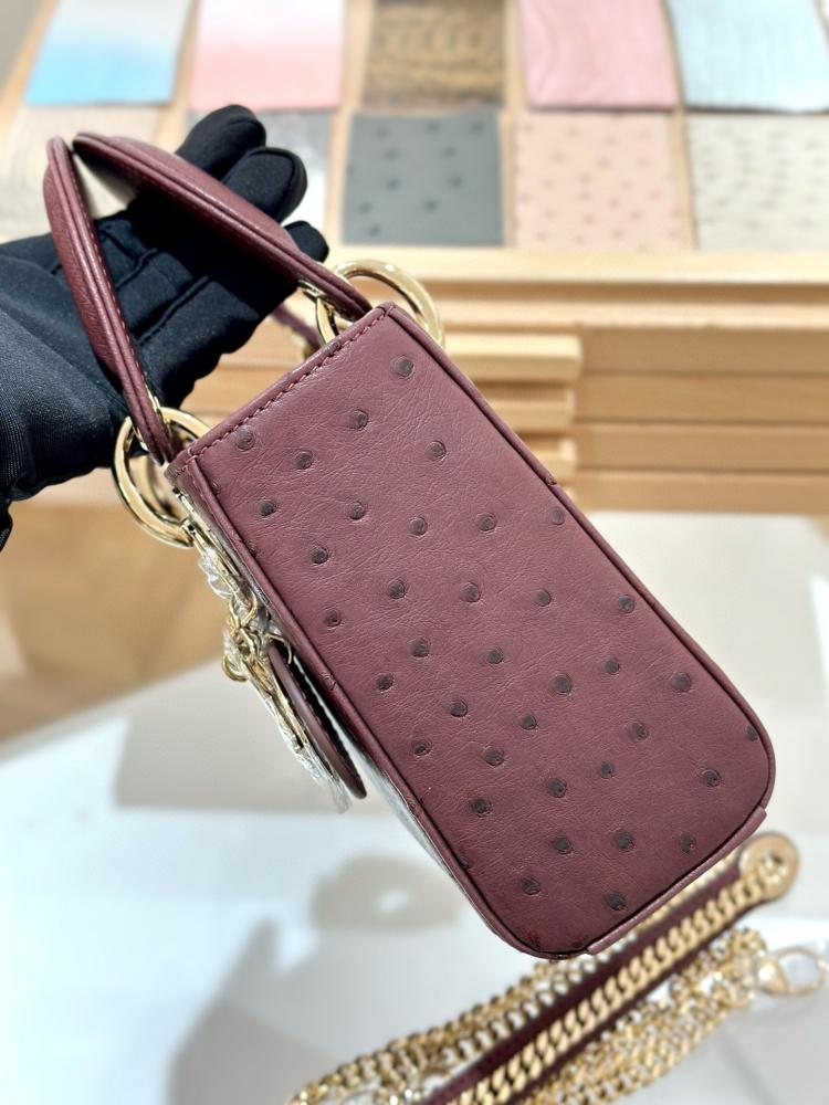 شنطة ديور Lady Ostrich Skin Dior مقاس 17cm