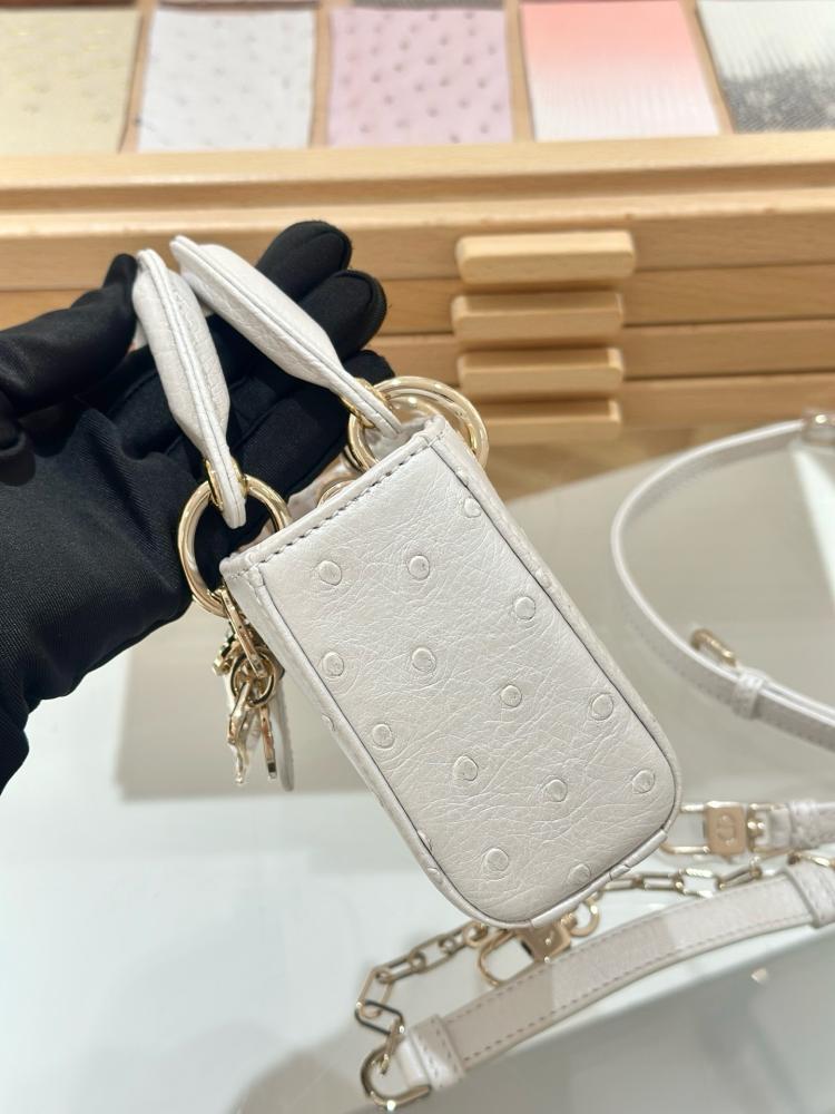 شنطة ديور Lady Ostrich Skin Dior مقاس 16cm