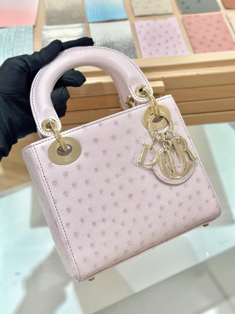 شنطة ديور Lady Ostrich Skin Dior مقاس 17cm