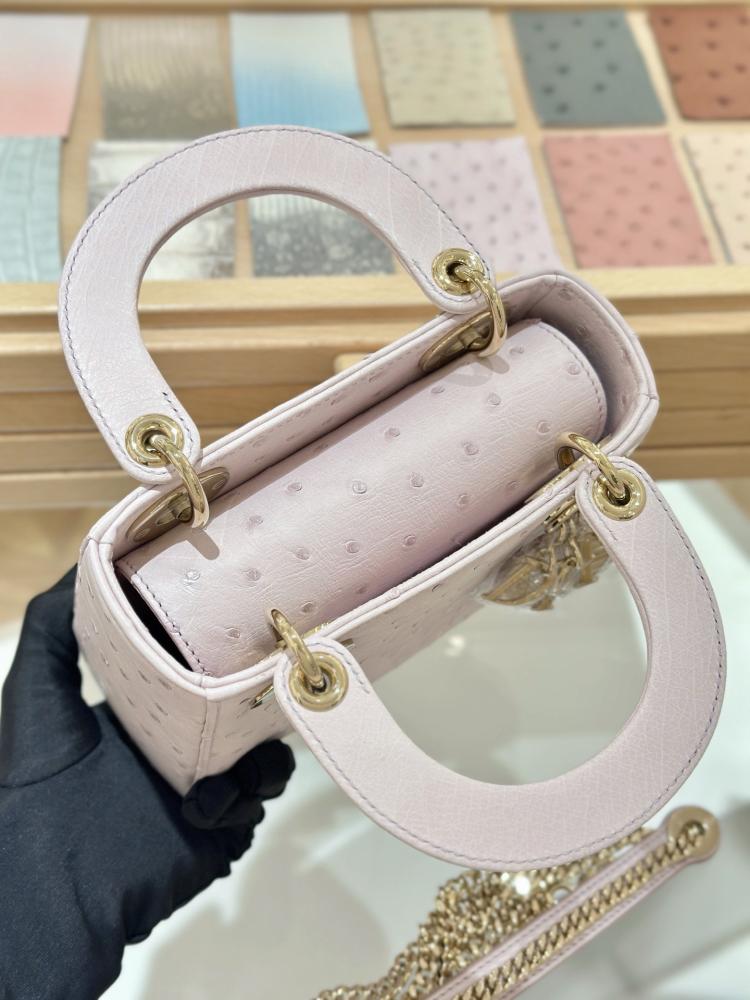 شنطة ديور Lady Ostrich Skin Dior مقاس 17cm