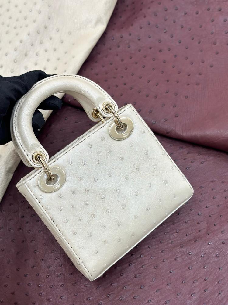 شنطة ديور Lady Ostrich Skin Dior  مقاس 17cm