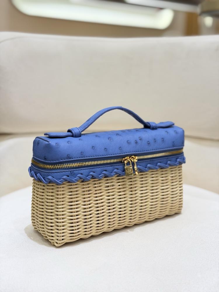 شنطة لورو بيانا Extra West Wicker Ostrich Lora piana مقاس 19 cm