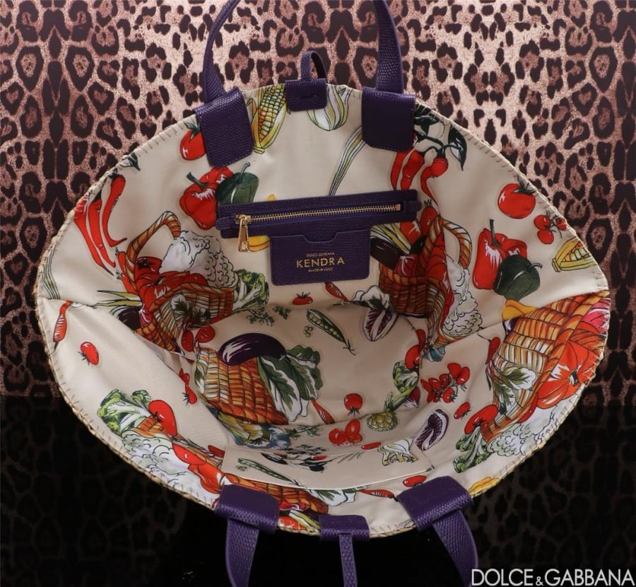 شنطة دولتشي اند غابانا Straw Kendra bag with embroidery