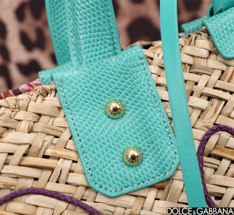 شنطة دولتشي اند غابانا Straw Kendra bag with embroidery