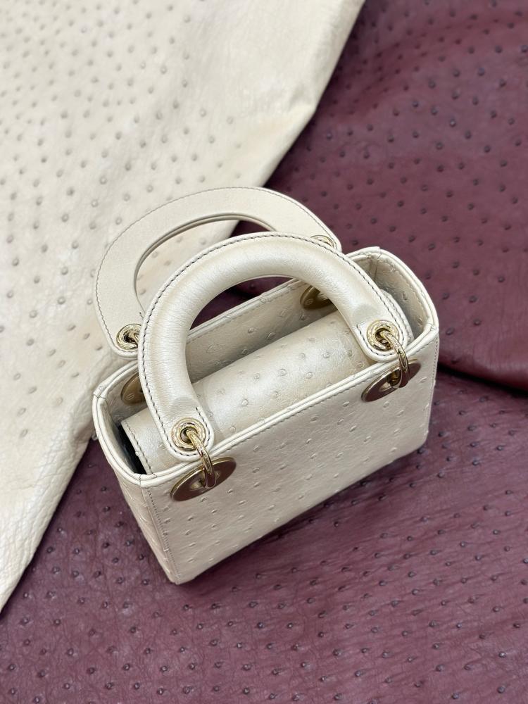 شنطة ديور Lady Ostrich Skin Dior  مقاس 17cm