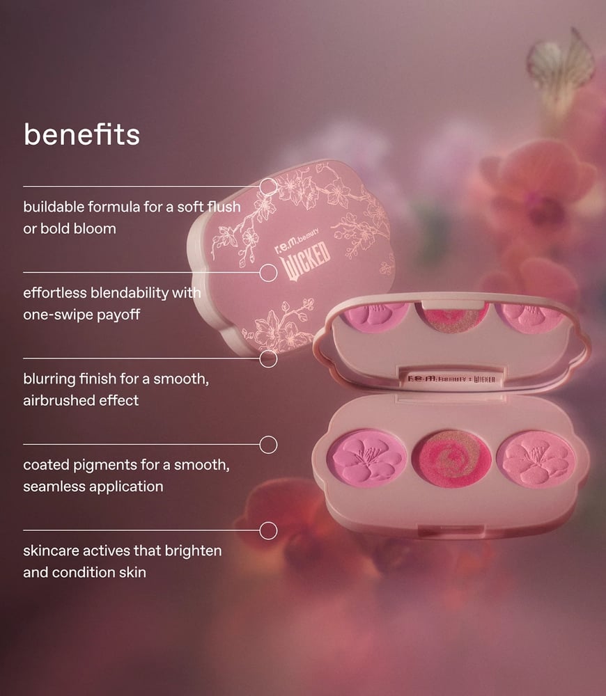 بلاشر r.e.m. beauty x Wicked: For Good Cherry Blossom Blush Palette