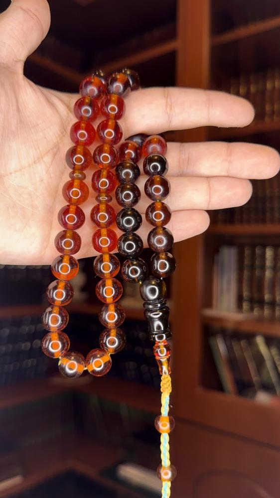 فاتوران عسلي فاتح (العقود) ، حجم الخرز: ١٢ ملي ، نوع القصه : دائري ، عدد الخرز : ٤٥