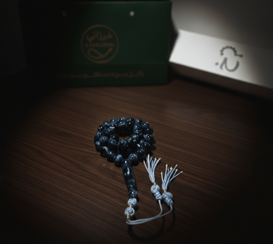 بكلايت بترولي سماوي بكركوشة ، حجم الخرز: ١٠ ملي ، نوع القصه: دائري ، عدد الخرز : ٥١
