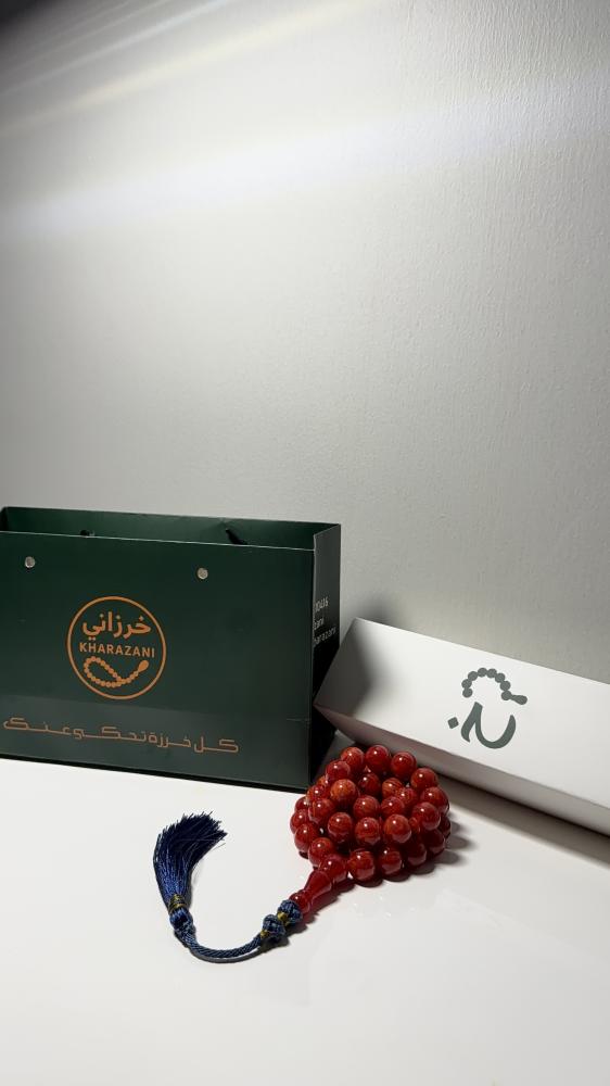 سندلس مرجاني بكركوشة ، حجم الخرز : ١٢.٥ x ١٢ ملي ، نوع القصه: ذروي منفوخ ، عدد الخرز : ٤٩