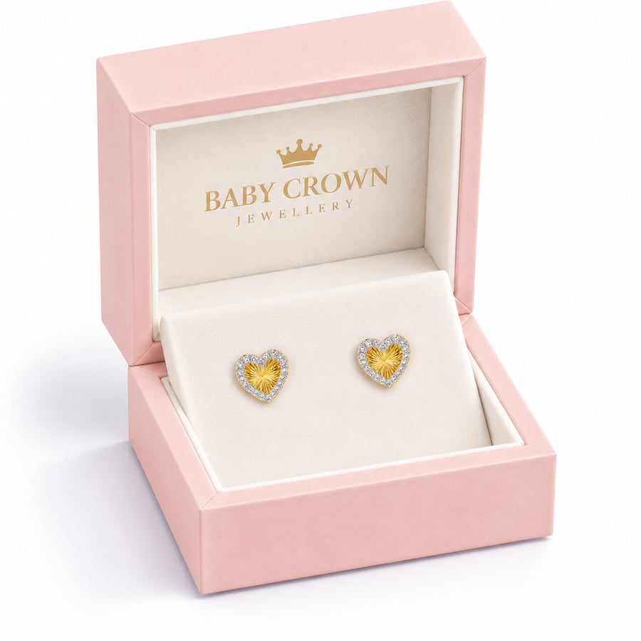 Sparkling heart earrings studded with diamonds