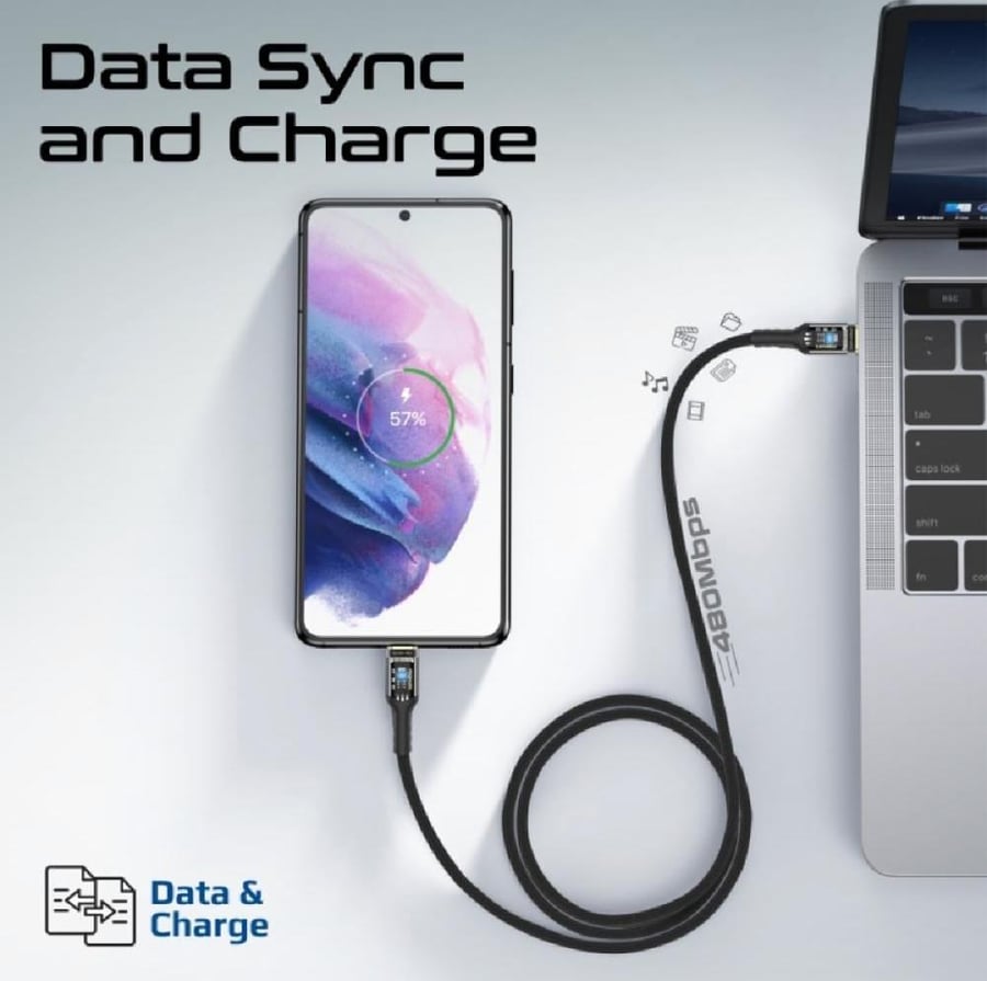 أحدث وأقوى شاحن جداري مزدوج المنفذ بقدرة 25 واط مع كابل USB-C بقدرة 60 واط و منفذ شحن سريع 3.0 مع كابل شفاف بطول 1.2 متر بقدرة 60 واط مع ضوء LED و تنظيم الجهد التلقائي و الشحن الزائد وحماية الدائرة القصيرة - Promate PowerPort-25CC