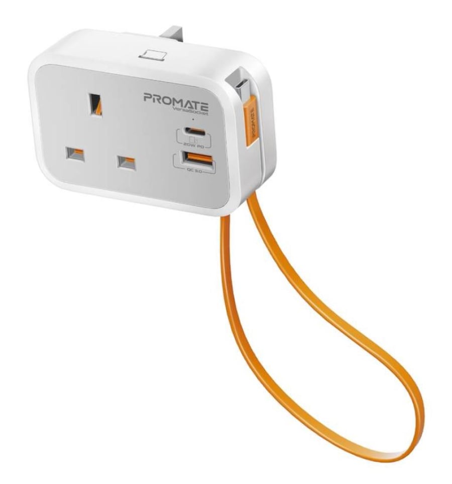 أقوى شاحن مقبس AC متعدد الوظائف مع كابل USB-C مدمج بقدرة 20 واط PD ومنفذ USB-C بقوة 20 واط ومنفذ USB-A بقوة 18 واط يدعم تقنية QC3.0 للشحن السريع