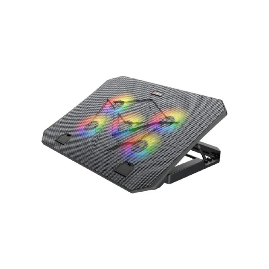 ميشن – قاعدة تبريد لابتوب قيمنج بإضاءة RGB وخمس مراوح MT-CP3030 - اسود