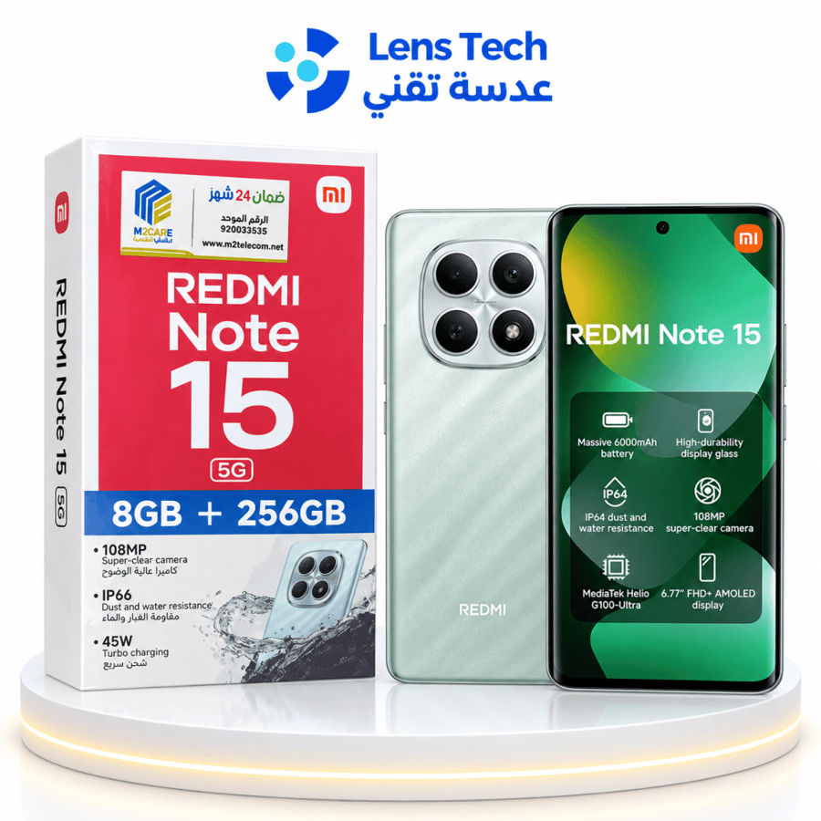 هاتف Xiaomi Redmi Note 15 5G – ذاكرة 256GB ورام 8GB باللون الأسود ⚡
